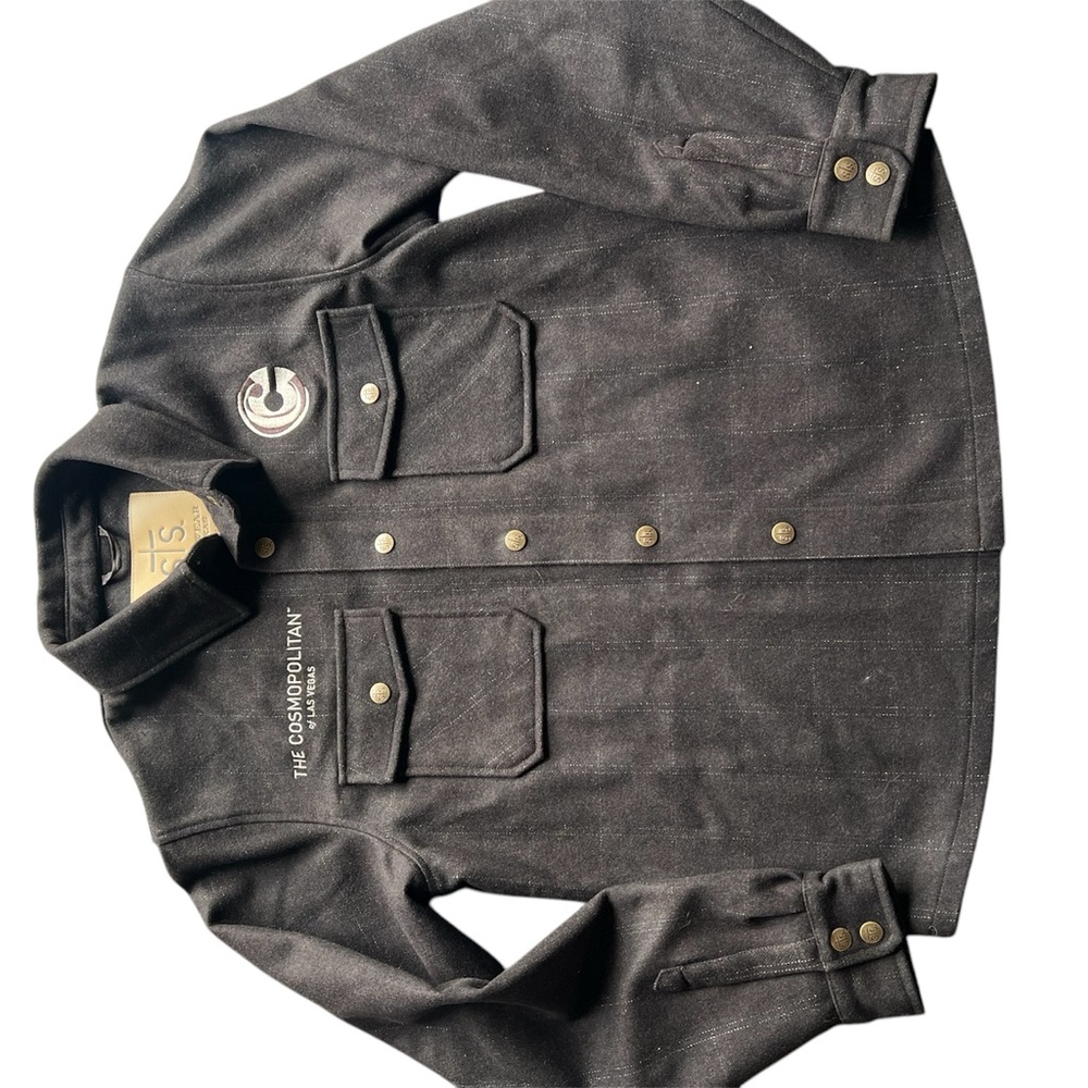 STS Ranchwear Black Military Field Jacket with Leather Finish